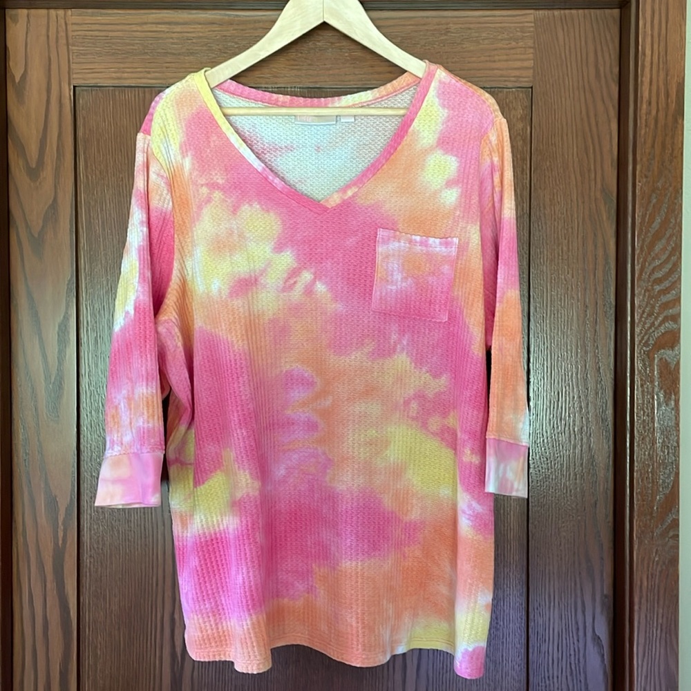 Belle by Kim Gravel Waffle 3/4 Sleeve Top A397104